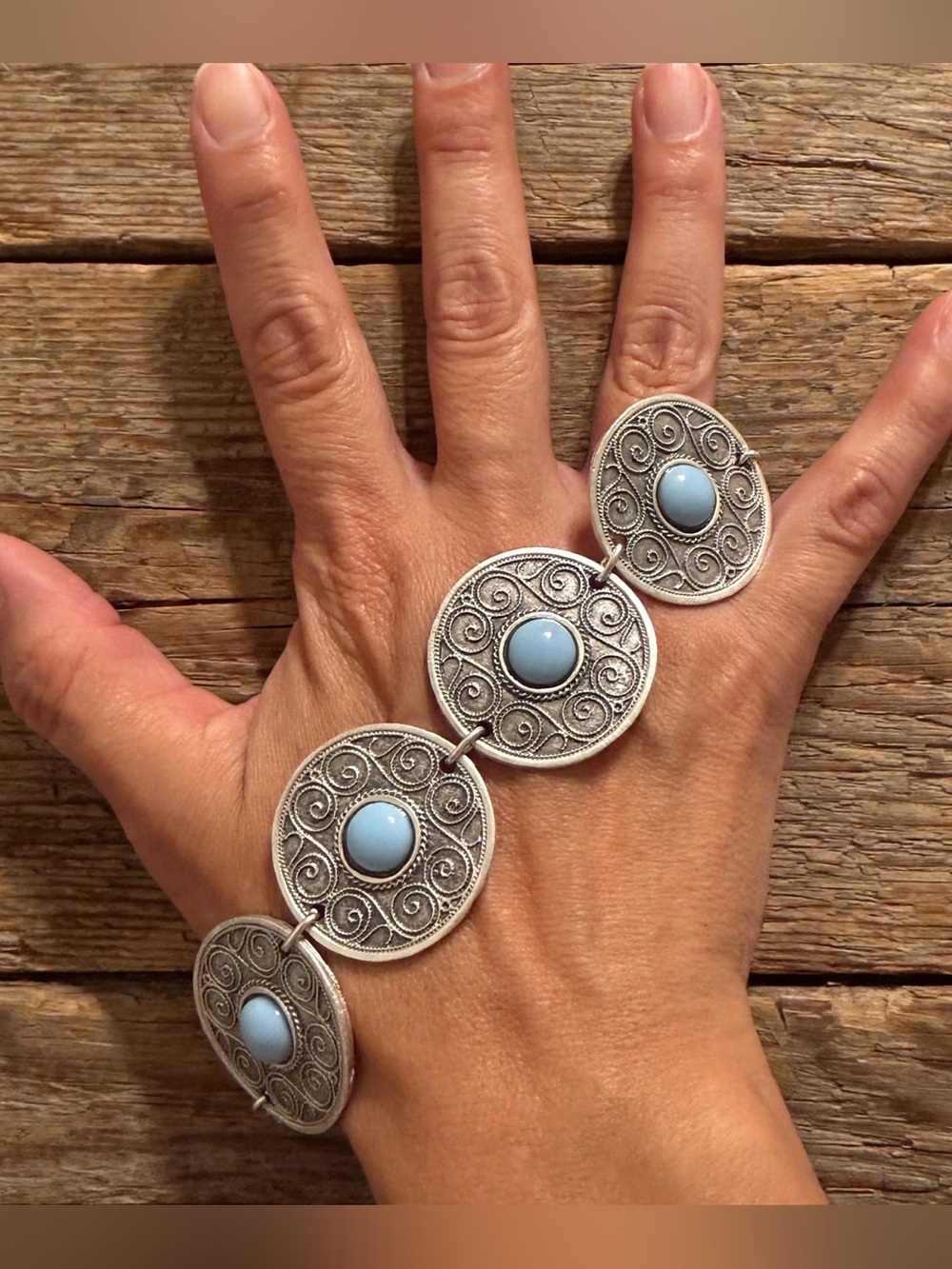 Boho Genuine Turkish Zamak Antique Silver Plated Ottoman Bracelet